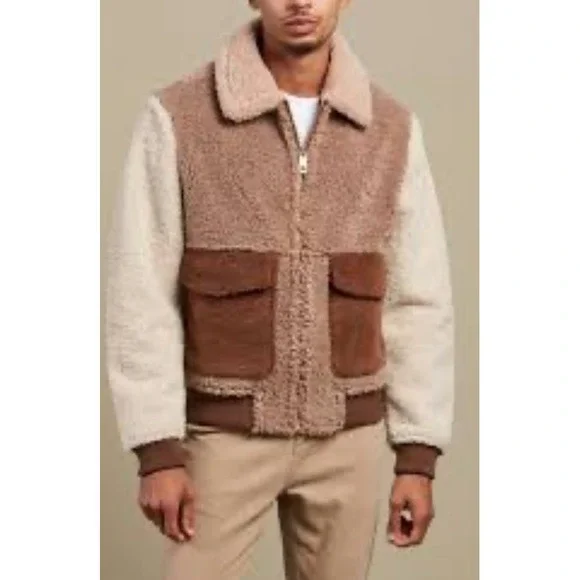 Scotch and Soda Amsterdam Sherpa Color Block Teddy Bomber Men's Jacket XL - Picture 2 of 12